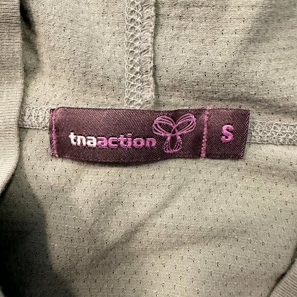 Aritzia TNA Hooded Top Womens Size S Light Green Button Front Short Sleeve - Picture 3 of 5